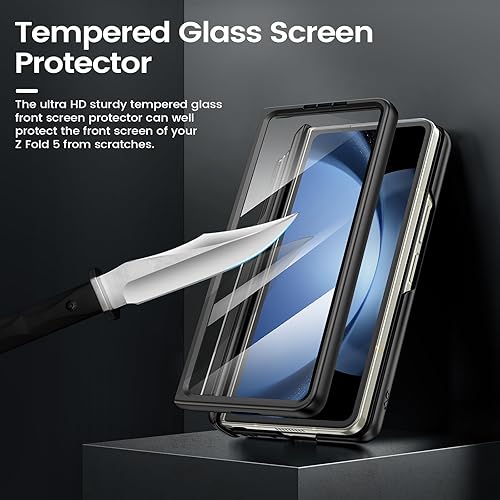 Miniatura 6 de VEGO Funda para Galaxy Z Fold 5 con soporte para S Pen (protección de bisagra), soporte magnético de anillo de 360, cubierta de cámara deslizante,