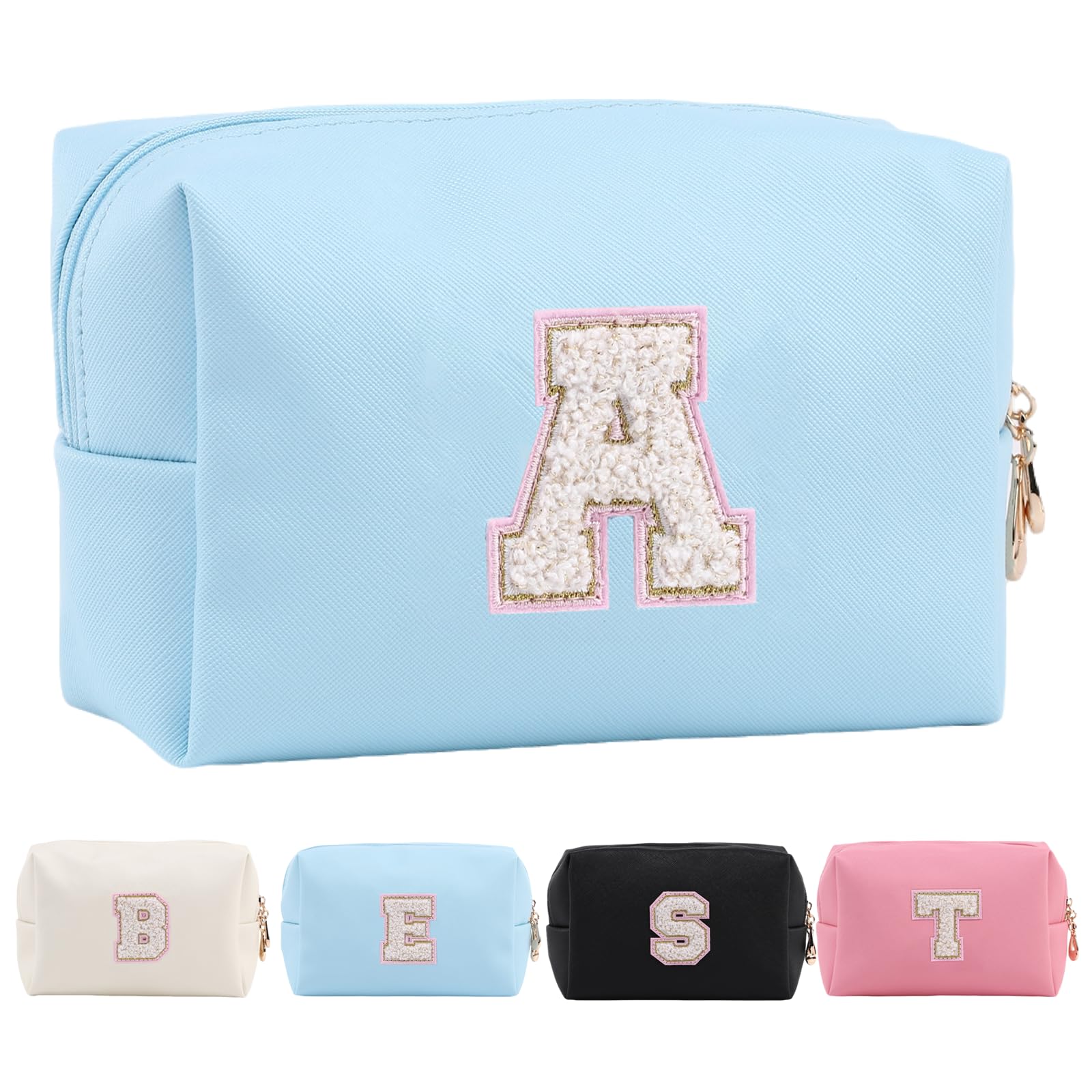 Personalized Makeup Bag,Waterproof Travel Makeup Pouch Cosmetic Bag Birthday Gift for Women Mom，Bride Bridesmaid Cosmetic Bag A-Z — view 136