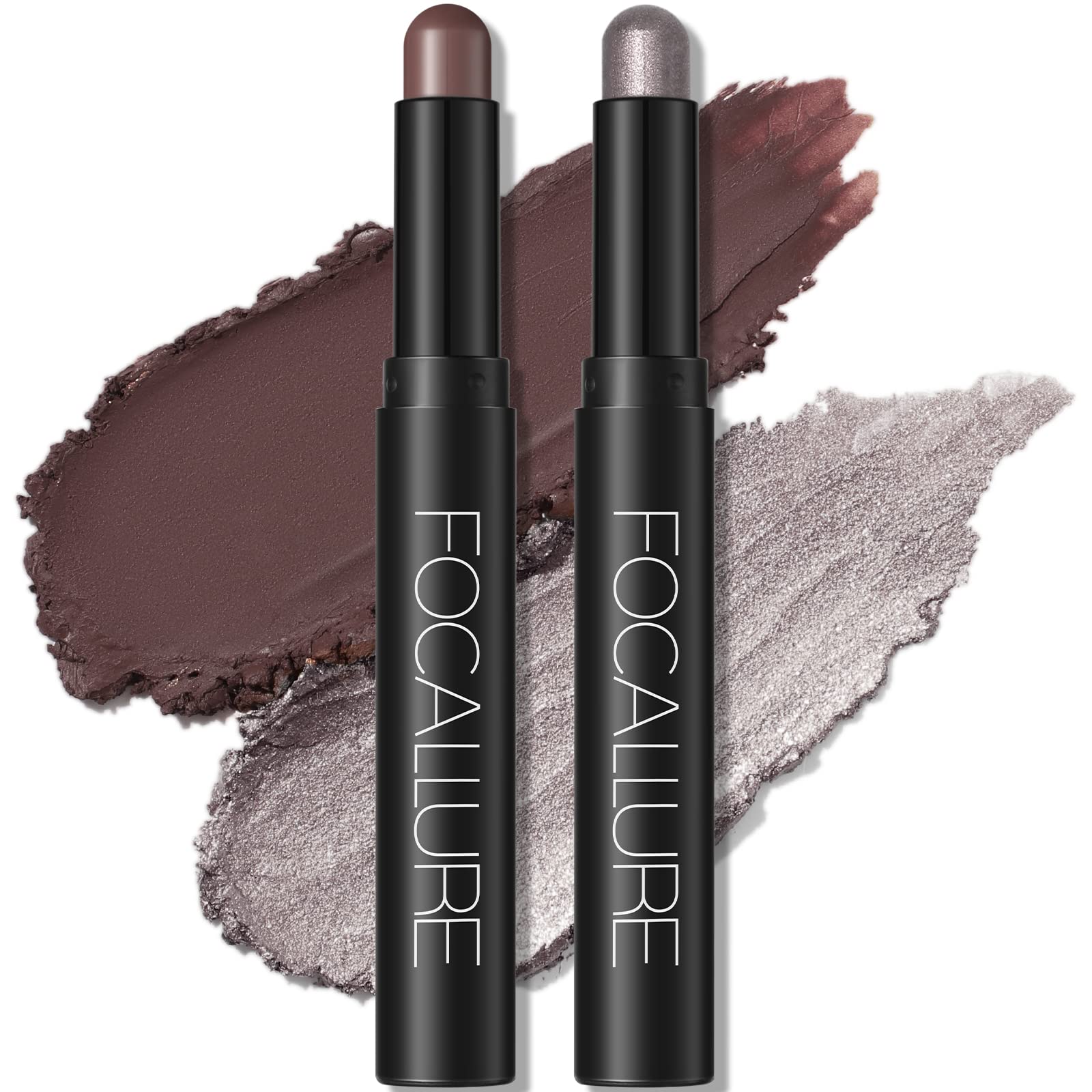 FOCALLURE 2 Pcs Cream Eyeshadow Stick,Brightener Eyeshadow Pencil Crayon,Highlighter Eye Shadow Stick Sets with Crease-proof Formula,Long Lasting Waterproof Eye Shadow Make Up,Nightingale