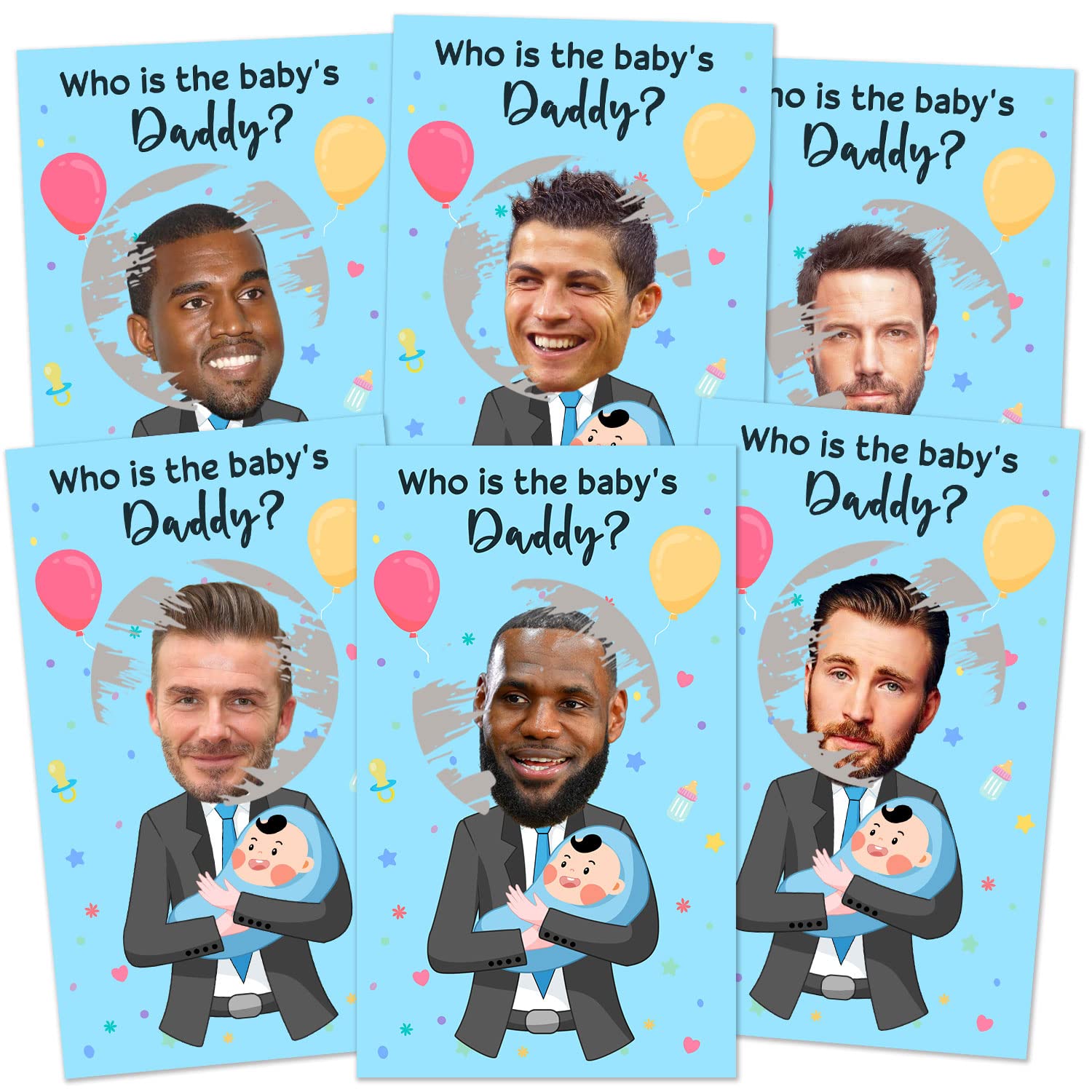 Baby Shower Games Scratch Off Card, Scratch Off Lottery Ticket Raffle Cards Baby Shower Game, Funny Baby Shower Party Icebreak Game Ideas for Boy and Girl, who is the Baby's Daddy Blue, 40 Cards