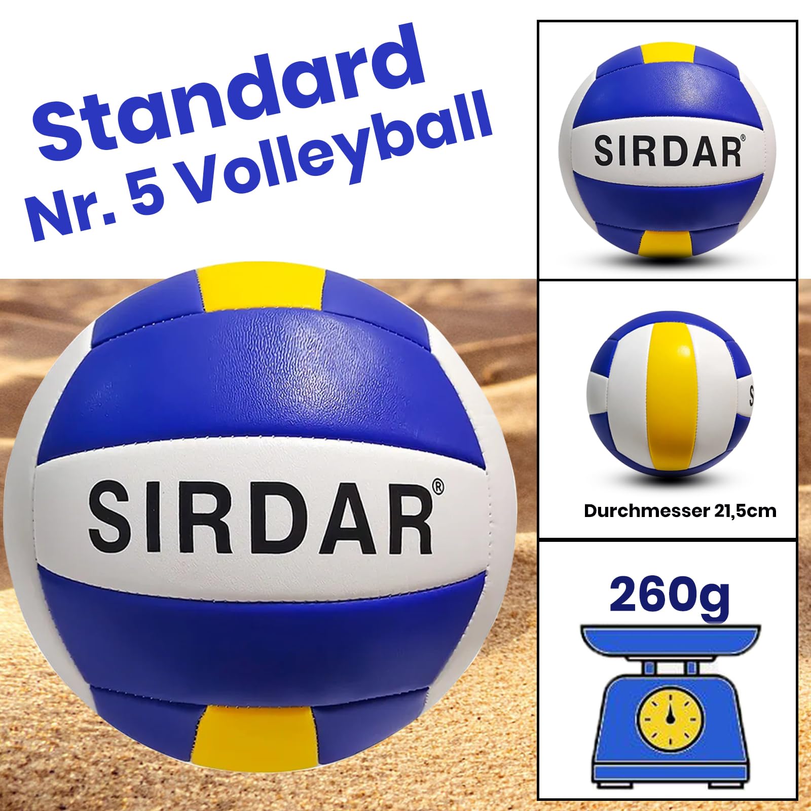 Pallone Da Beach Volley Cucuba - Gomma, Taglia 5, Multicolore Arcobaleno