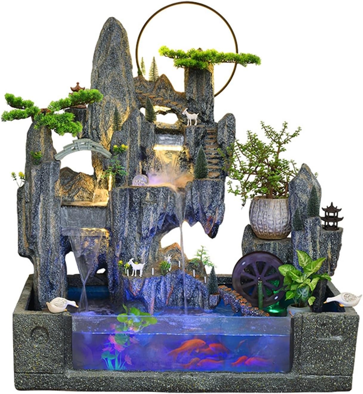 Tabletop Fountain Rockery Water Screen, Courtyard Office Living Room Decoration, Outdoor Courtyard Fountain Landscaping Tabletop Water Fountain (Color : A)