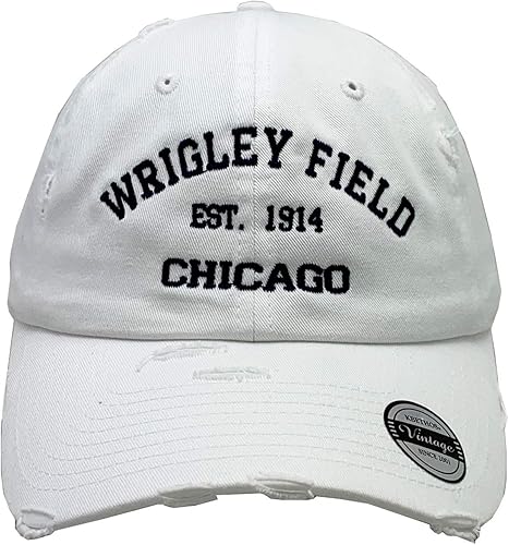 Miniatura 2 de Wrigley Field Chicago Est 1914 Vintage Sombrero Hebilla Atrás Blanco, Blanco