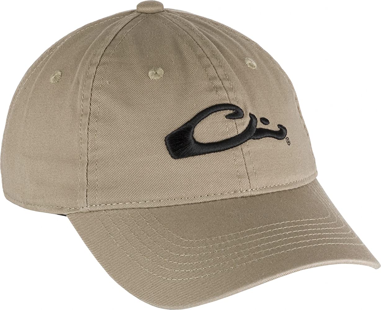 Drake Waterfowl Cotton Twill Large Logo Cap - Hunting Low Profile Contoured Bill Cotton Cap, One Size Fits Most