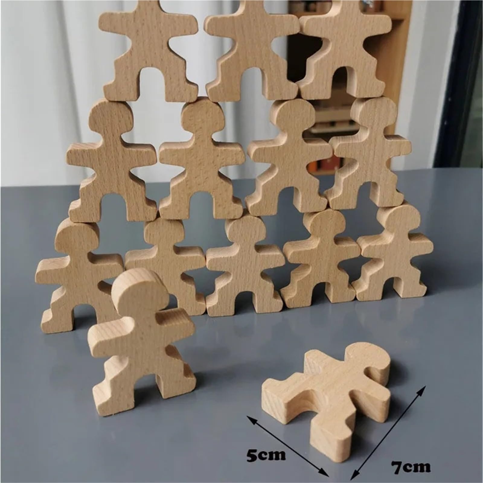 Holzfiguren Puppen Regenbogen-Holzspielzeug, stapelbare Männer, Bauset, Gewichtheben, Klammerpuppen for Kinder, pädagogisches Spiel(Rainbow 48)
