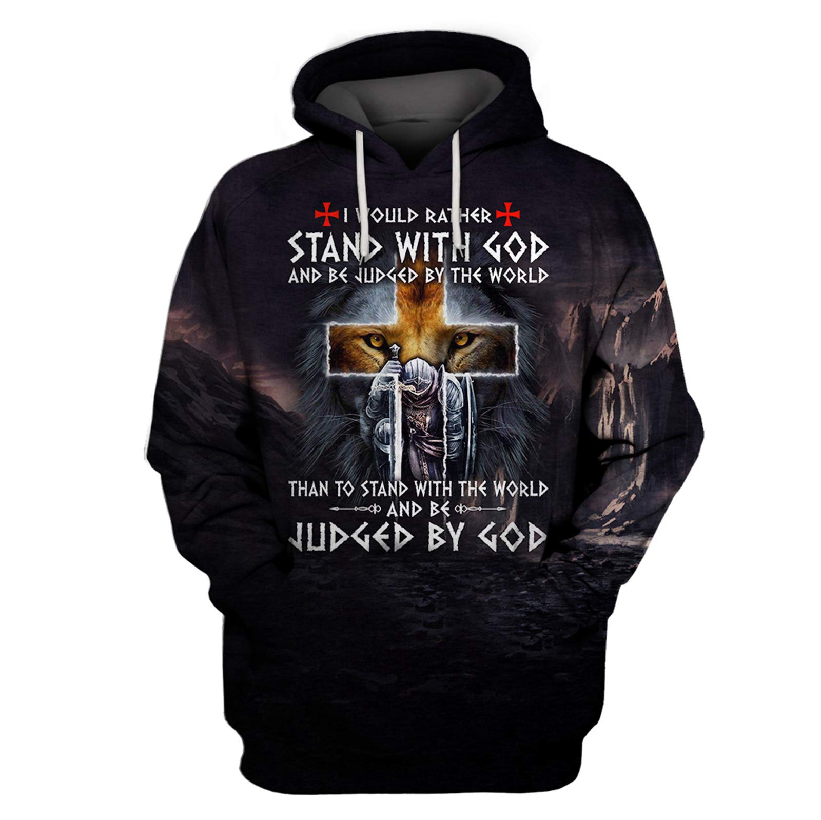 Knights Templar Hoodie 3D Vintage Medieval Crusader Armor Sweatshirt Cosplay Costume