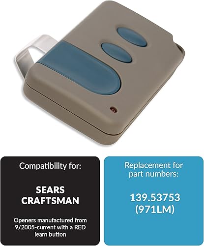 Miniatura 4 de Garage2Go Reemplazo remoto de puerta de garaje para Sears Craftsman (139.53681) 971LM (botón rojo de aprendizaje) (paquete de 2)