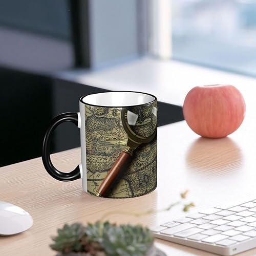Miniatura 6 de Mapa del mundo brújula lupa taza de café vintage tazas de café tazas de café de cerámica con asa, tazas de té tazas para café, tazas de beber tazas