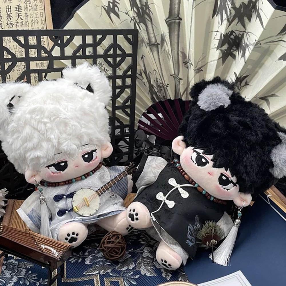niannyyhouse 20cm Doll Clothes Coat Vest Accessories Hanbok Sets 8in Plush Doll Dress Up (Black)
