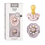 BIBS Pacifiers - Boheme Collection | BPA-Free Baby Pacifier | Made in Denmark | Set of 2 Blossom/Dusky Lilac Color Premium Soothers | Size 0-6 Months