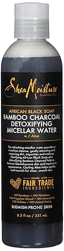 Jabón negro africano de Shea Moisture Agua micelar desintoxicante de carbón de bambú, 8.5 onzas