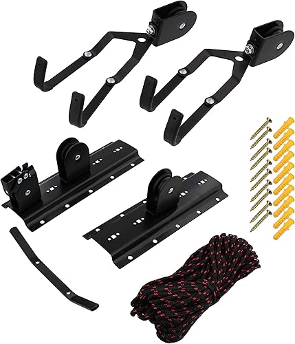 Miniatura 2 de Neature Elevador de techo para bicicleta de garaje, capacidad de 50 libras, sistema de polea de almacenamiento de bicicletas para interiores,