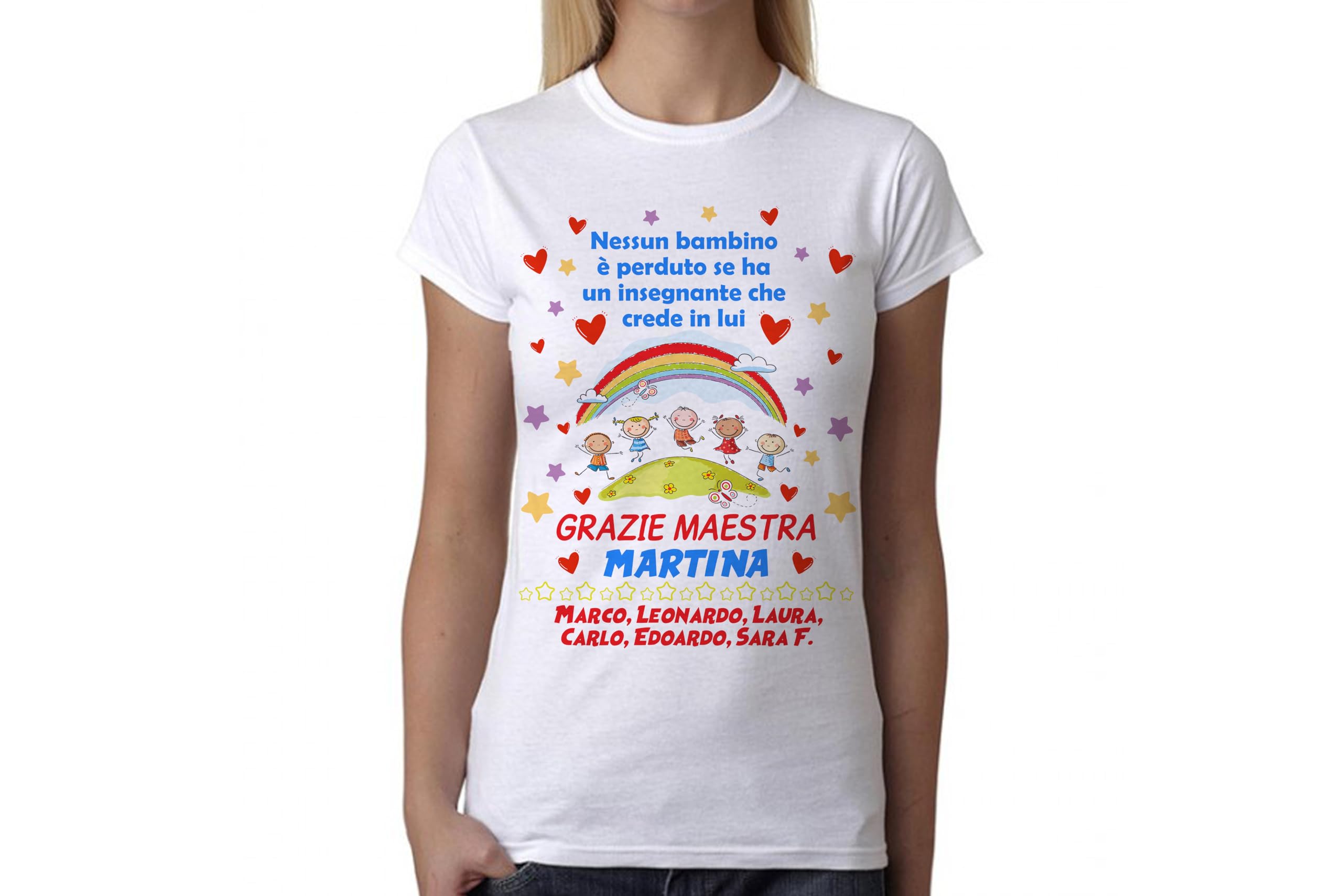 Tshirt idea regalo Grazie Maestra – l’insegnante ti prende per mano, ti apre la mente e ti tocca