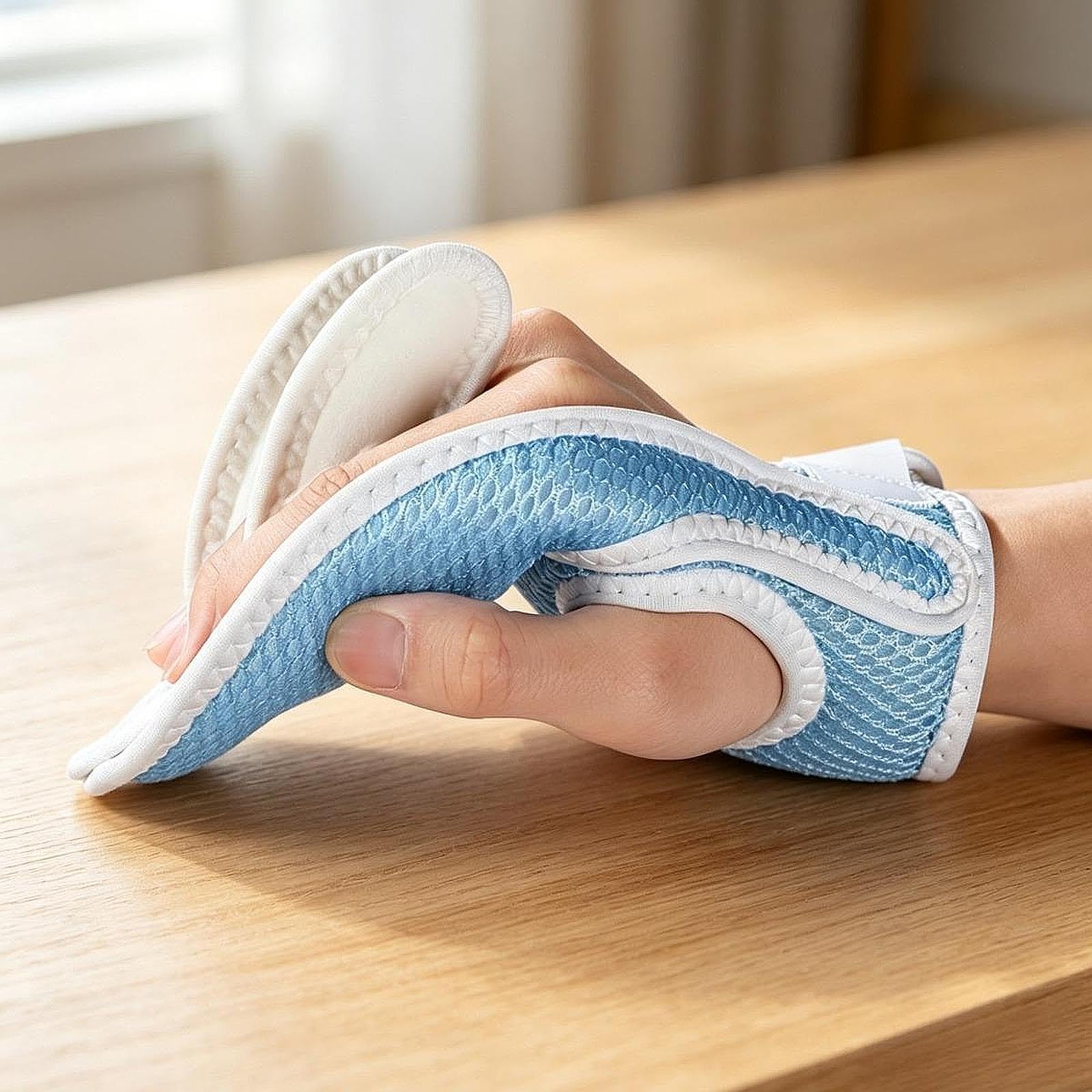 Guanto tore per dita, tutore per dita con stecca per mani, cuscino per mani, per il palmo, Blu