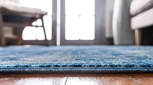 Miniatura 4 de Unique Loom Oslo Collection - Alfombra de área Osterbro (3 pies x 13 pies, azul marinobeige)