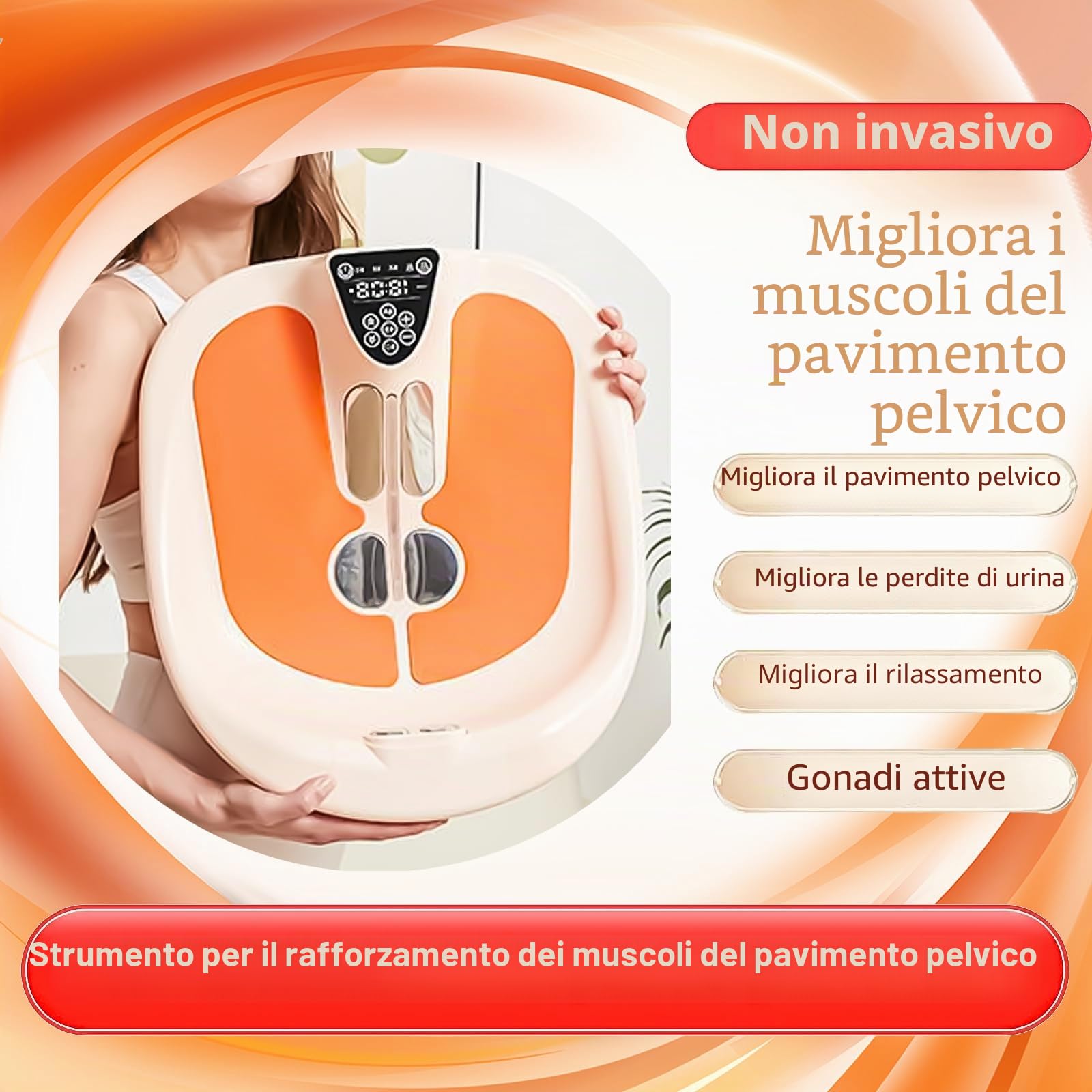 Allenatore del pavimento pelvico per donne con tecnologia EMS, 3 modalità 5 livelli di intensità toner muscolare, esercitatore di kegel portatile per cure postpartum e benessere pelvico, uso domestico