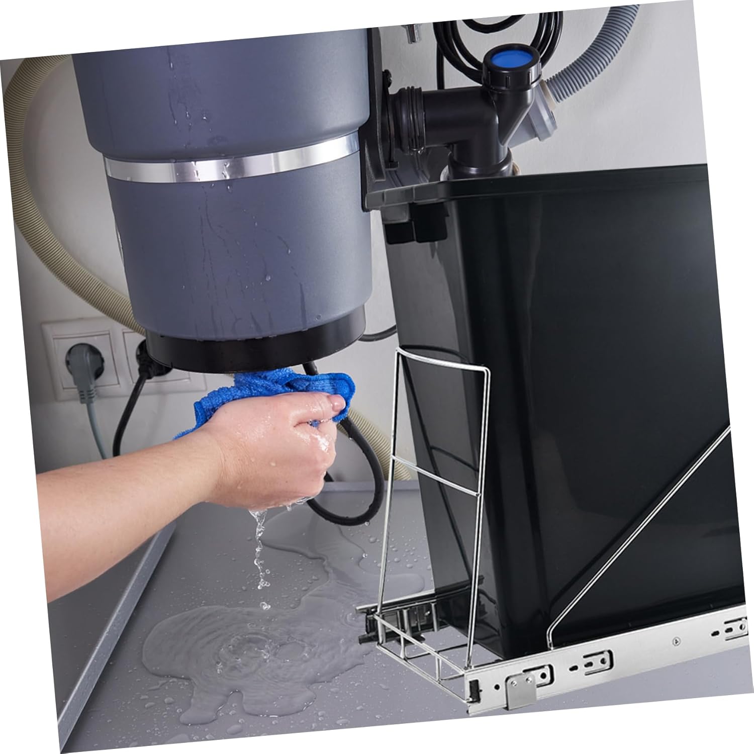 Adjustable Pull-out Slider Shelf under Sink Organizer for Kitchen Trash Can