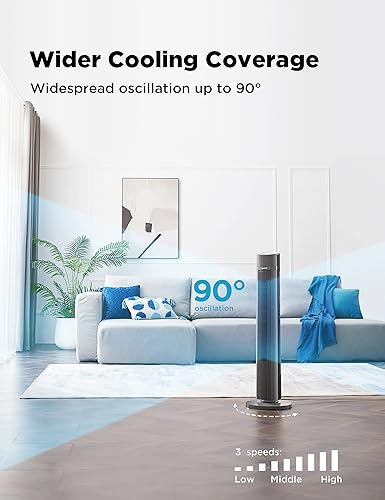 Miniatura 7 de PELONIS Paquete de ventiladores oscilantes de torre y pedestal  Control remoto  Silencioso  Ajustable  Temporizador
