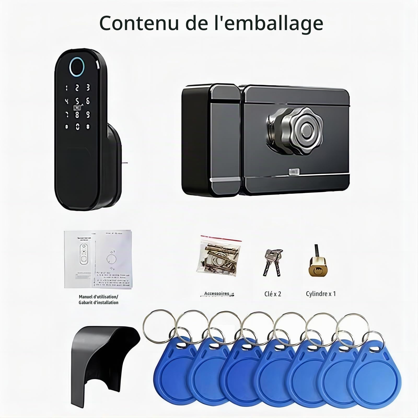 Serrure de porte intelligente WiFi avec empreinte digitale et clavier