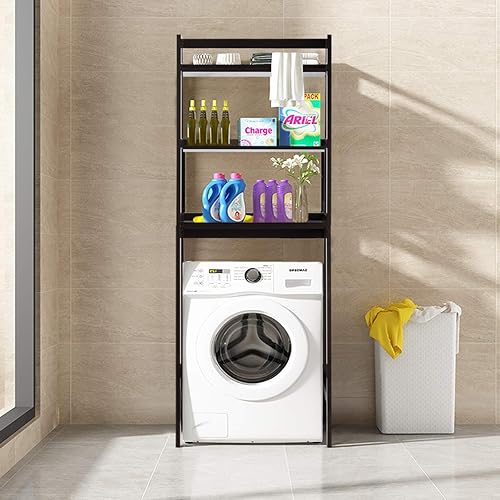 Miniatura 4 de Tangkula Ahorro de espacio en el baño, armario de almacenamiento sobre el inodoro, organizador independiente de 3 estantes, estante multifuncional