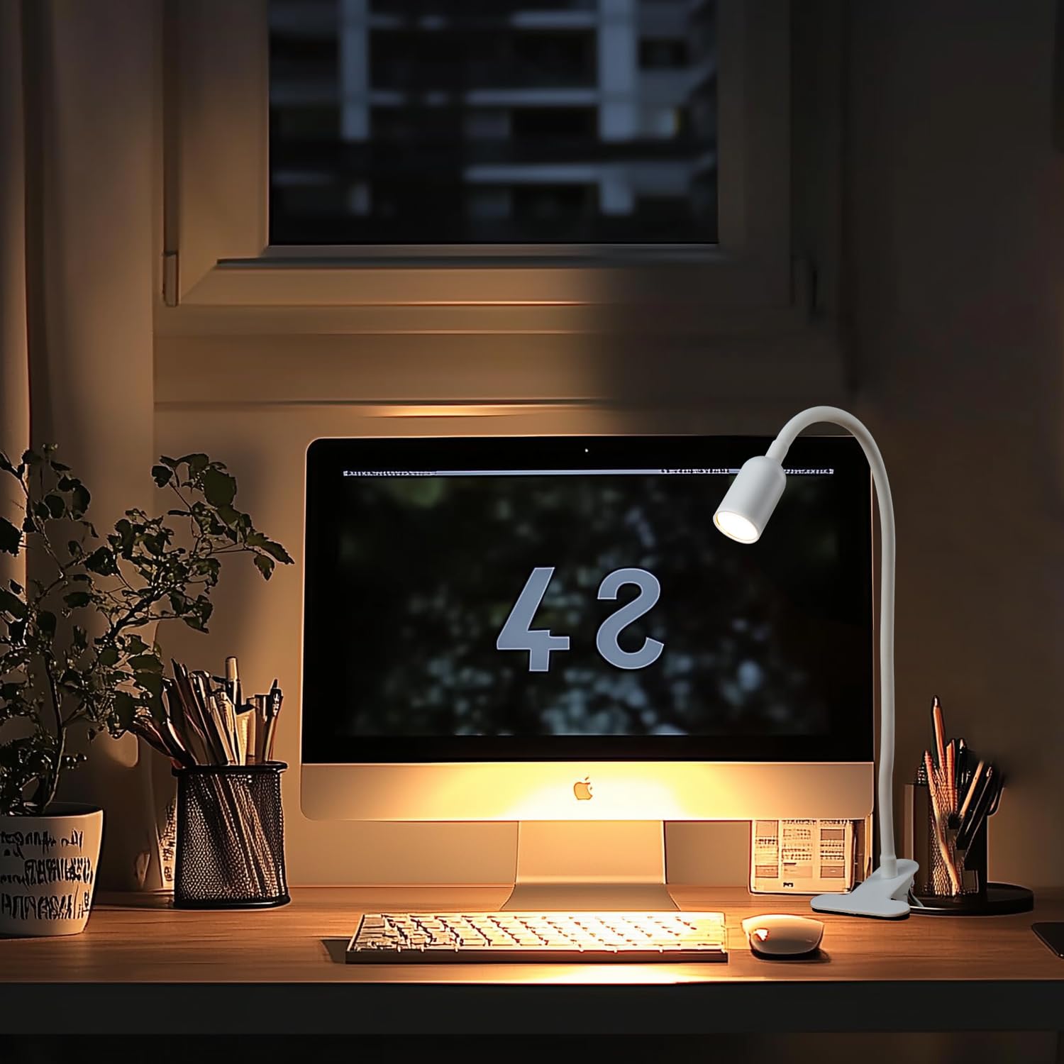 da LIGHT Leselampe Bett Klemme, LED Schreibtischlampe Klemmbar mit 3 Farbtemperaturen, Dimmbare Klemmlampe Bett, USB Tischlampe mit Kabel Weiß für Studieren Lesen Arbeiten