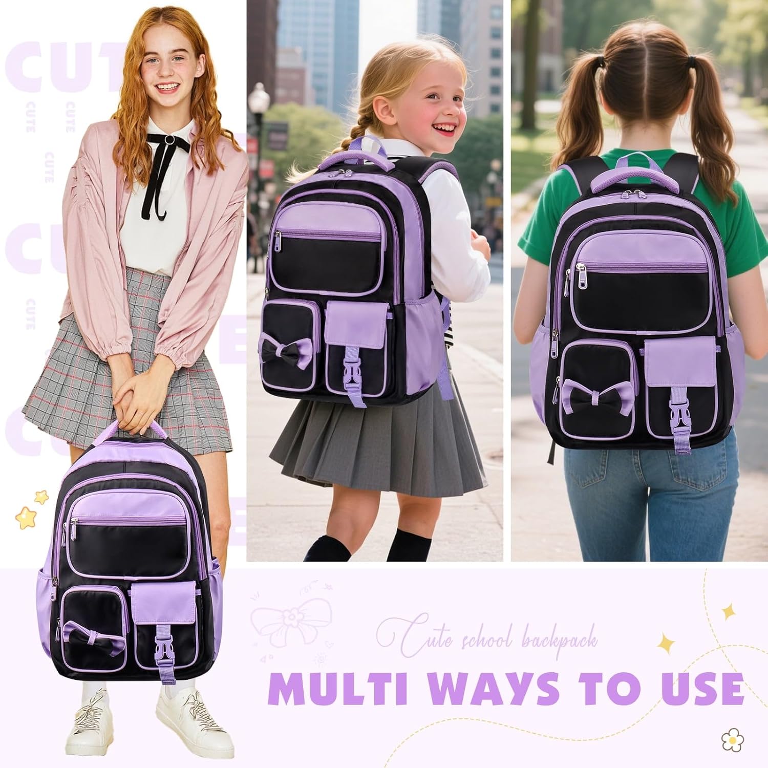 Backpack for Girls Lightweight Kids Backpacks for Middle School Students Book Bag for Elementary Student Teen Girls Toddler Backpack for School - Image 6
