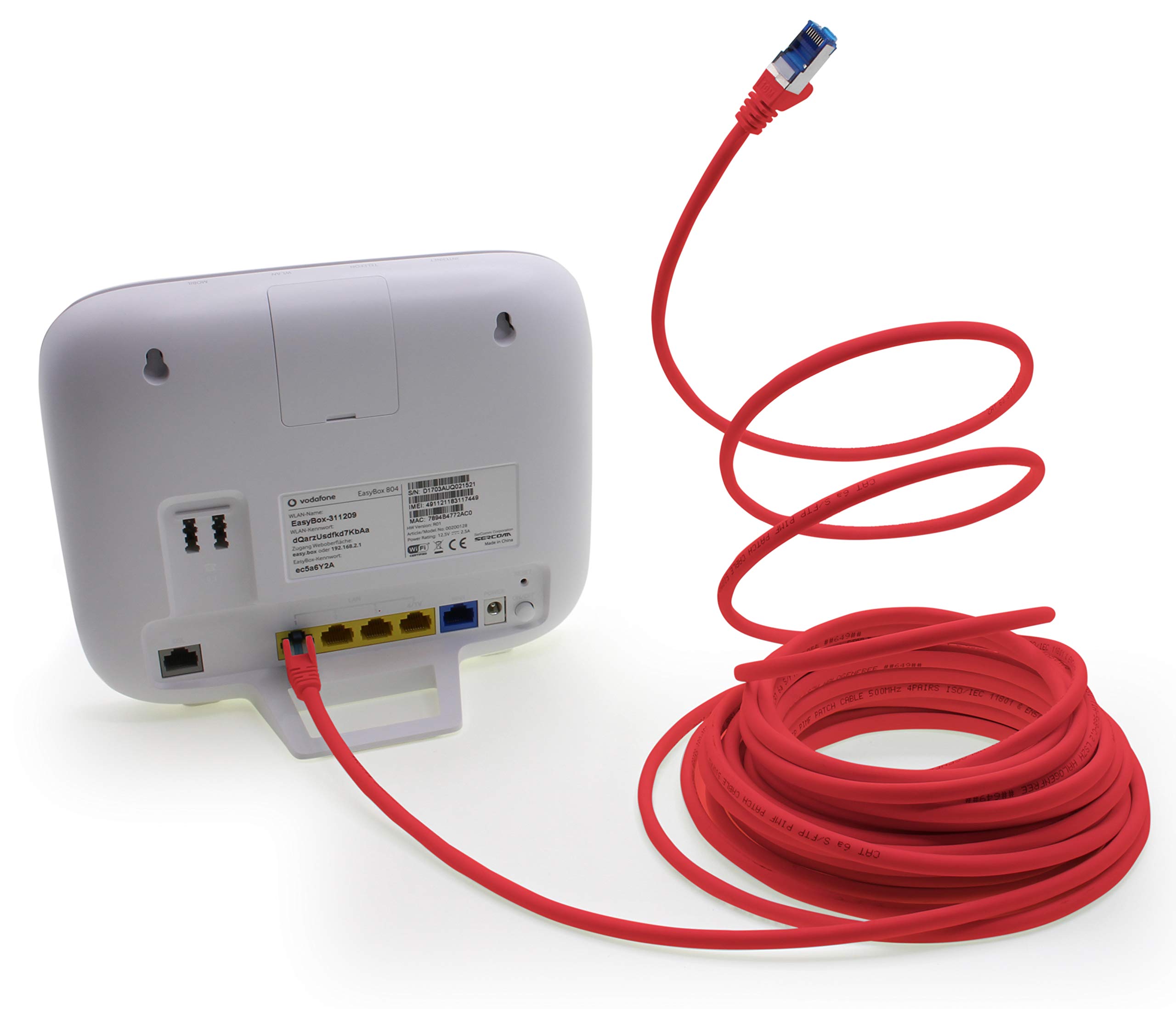 1aTTack.de 3 metri - CAT.6 - Cavo di rete LAN Ethernet Gigabit RJ45 CAT 6 Cavo patch A 10000 Mbit s Sftp Pimf 500 MHz compatibile con CAT5 CAT6 CAT7 Cat8 rosso - 10 pezzi