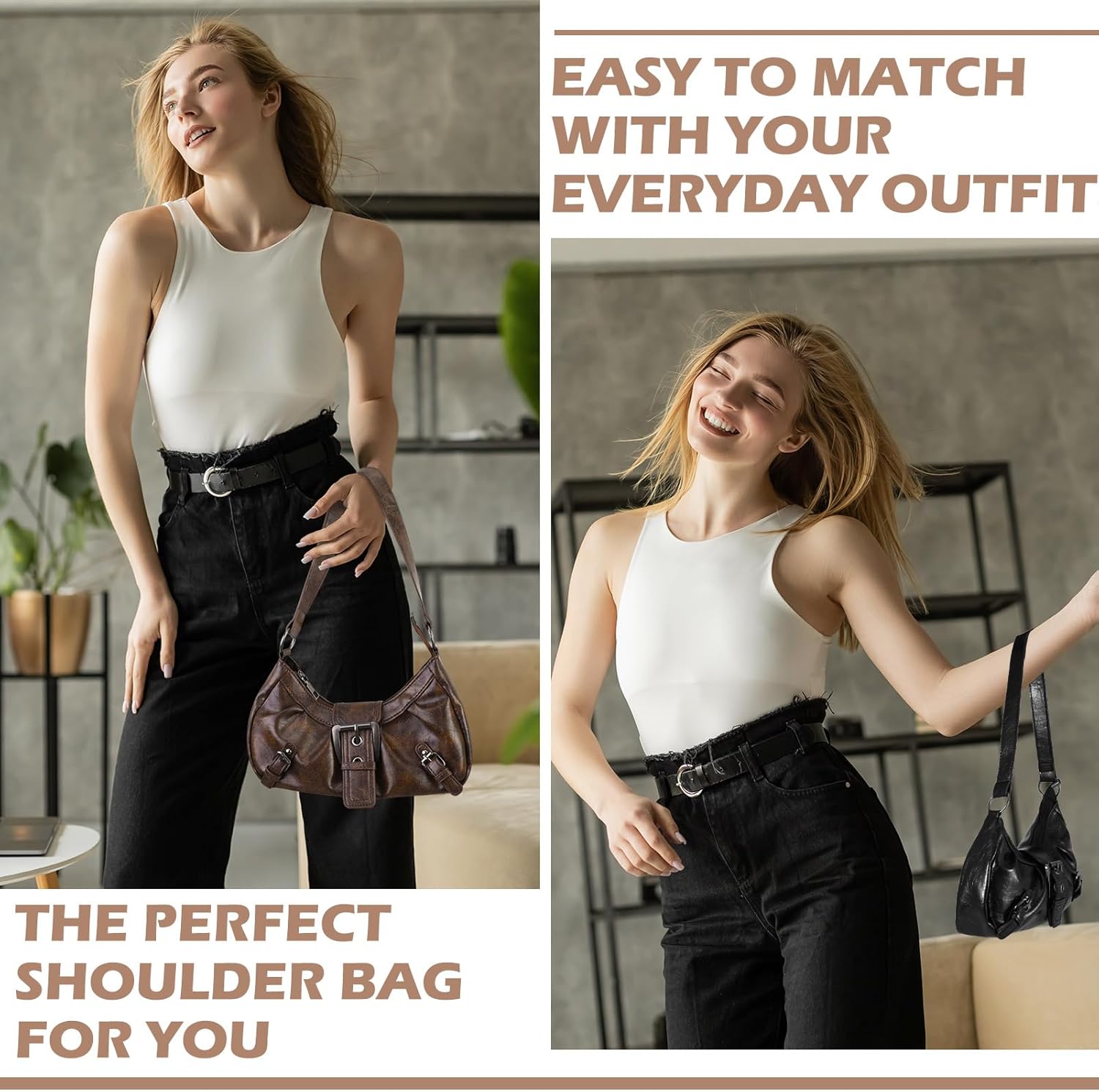 JATEBI Y2k Purses for Women 2 Pack, Punk Top Handle Women's Hobo Shoulder Bag Clutch Purse Goth Handbag Trendy Underarm Bag for Women - Image 5