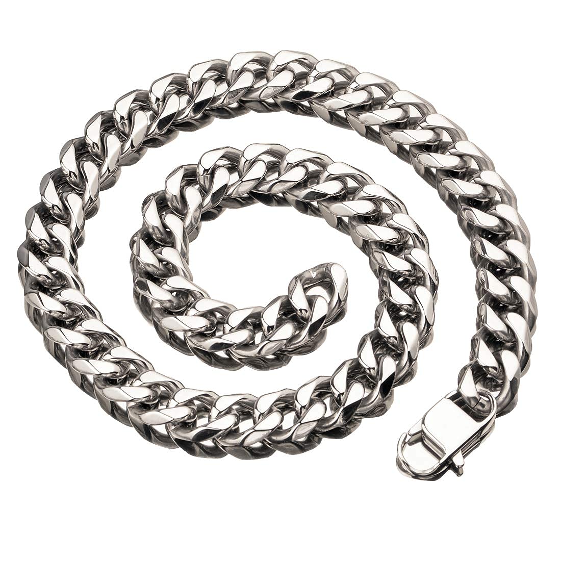 Hip Hop Mens Choker Stainless Steel Miami Chain Curb Cuban Link Rapper Necklace Jewelry with Tail