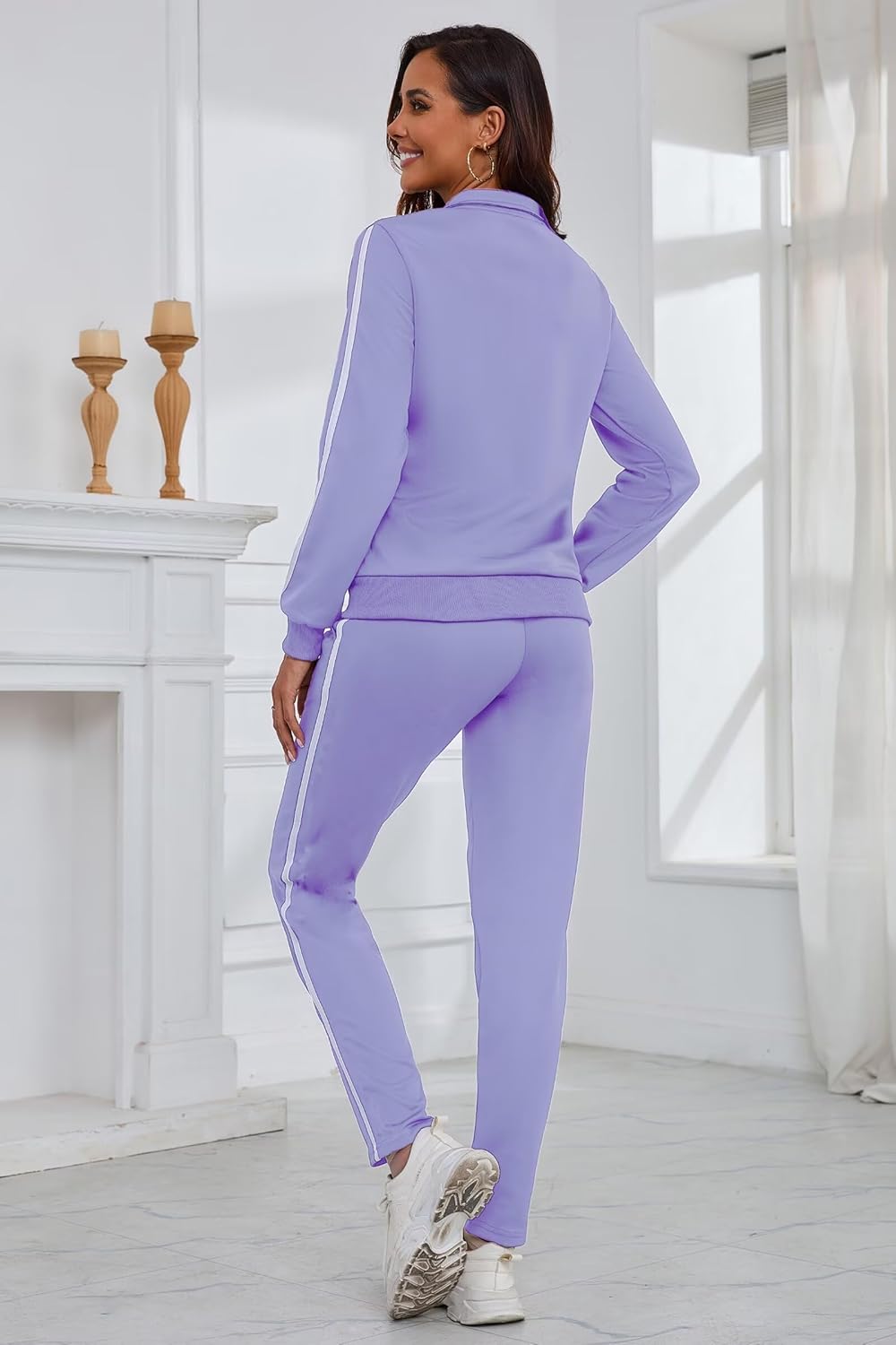 Women's 2 Piece Tracksuit Long Sleeve Track Suits Full Zip Lounge Set Sweatsuits Outfits - Image 5