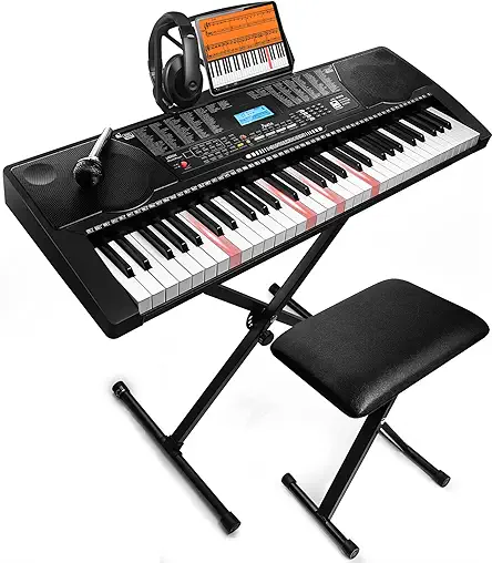 61 Key Portable Electronic Keyboard Piano w/Lighted Full...