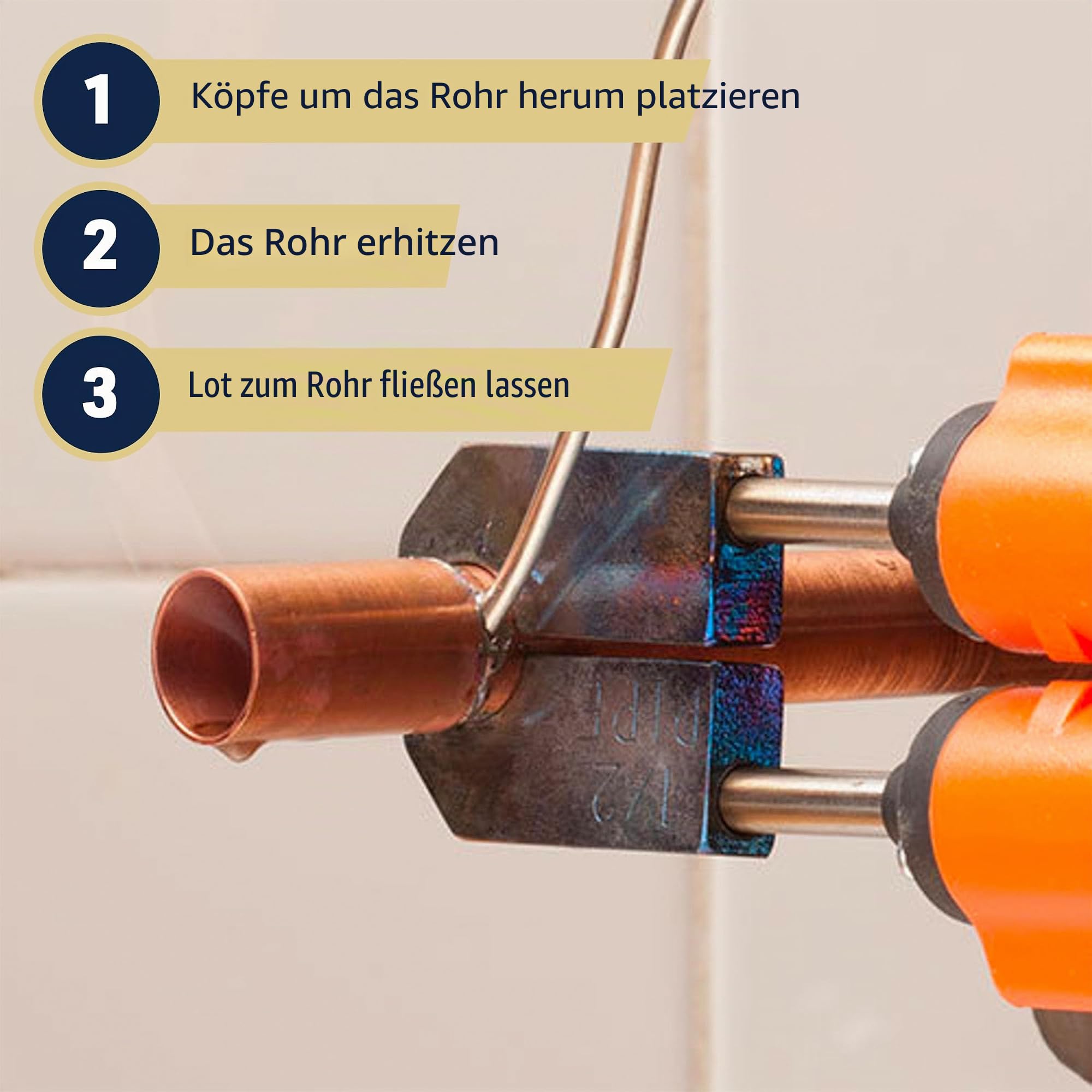 PipeMaster, Professionelles Kupferrohr-Lötwerkzeug, Keine offene Flamme, Perfekt für enge Räume, 115 V, Erwärmt bis zu 950 Grad, Schnelles Aufwärmen zwischen den Verbindungen, 1/2 Zoll Standardköpfe