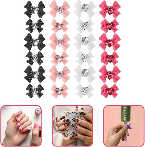 Miniatura 5 de 40 Uds. Accesorios de decoración de uñas de lazo, joyería de resina, pajarita oscura 3D, decoración de nudo, manicura, dijes de joyería de arte,