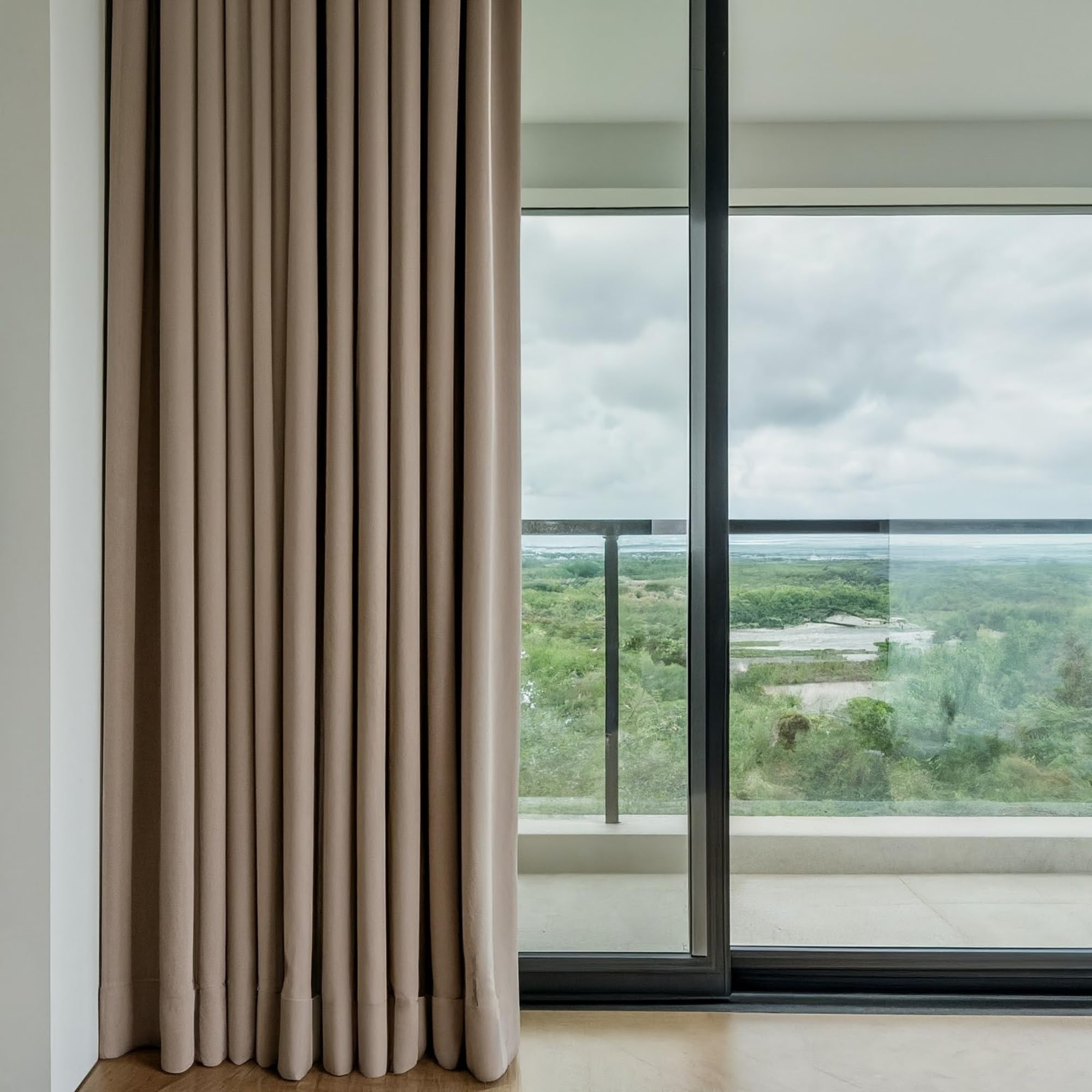 GARDINESTAN JUNG CFO GmbH Vorhänge Blickdicht Thermovorhang Hitzeschutz Gardinen Wohnzimmer Schlafzimmer 2er Set (245 x 140 cm (HxB) (Cappucino)
