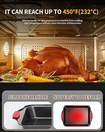 Miniatura 6 de Juego de moldes para hornear con asas de silicona, 34 piezas antiadherentes para hornear, juego de sartenes para horno, bandeja para hornear,