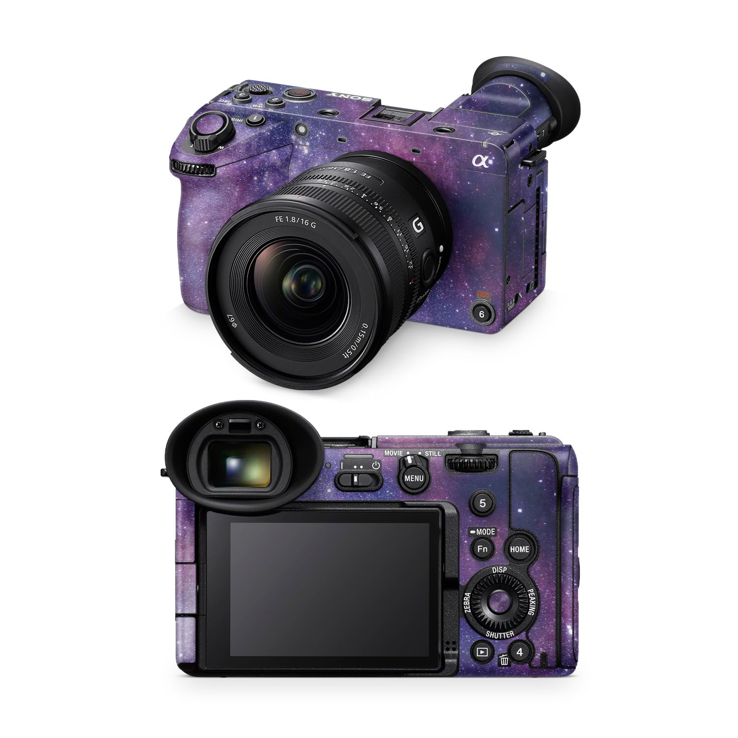 Camera Skin Compatible with Sony FX2 Digital Camera (2025) - Violet Stars - Premium 3M Vinyl Protective Wrap Decal Cover - Easy to Apply | Crafted in the USA by MightySkins