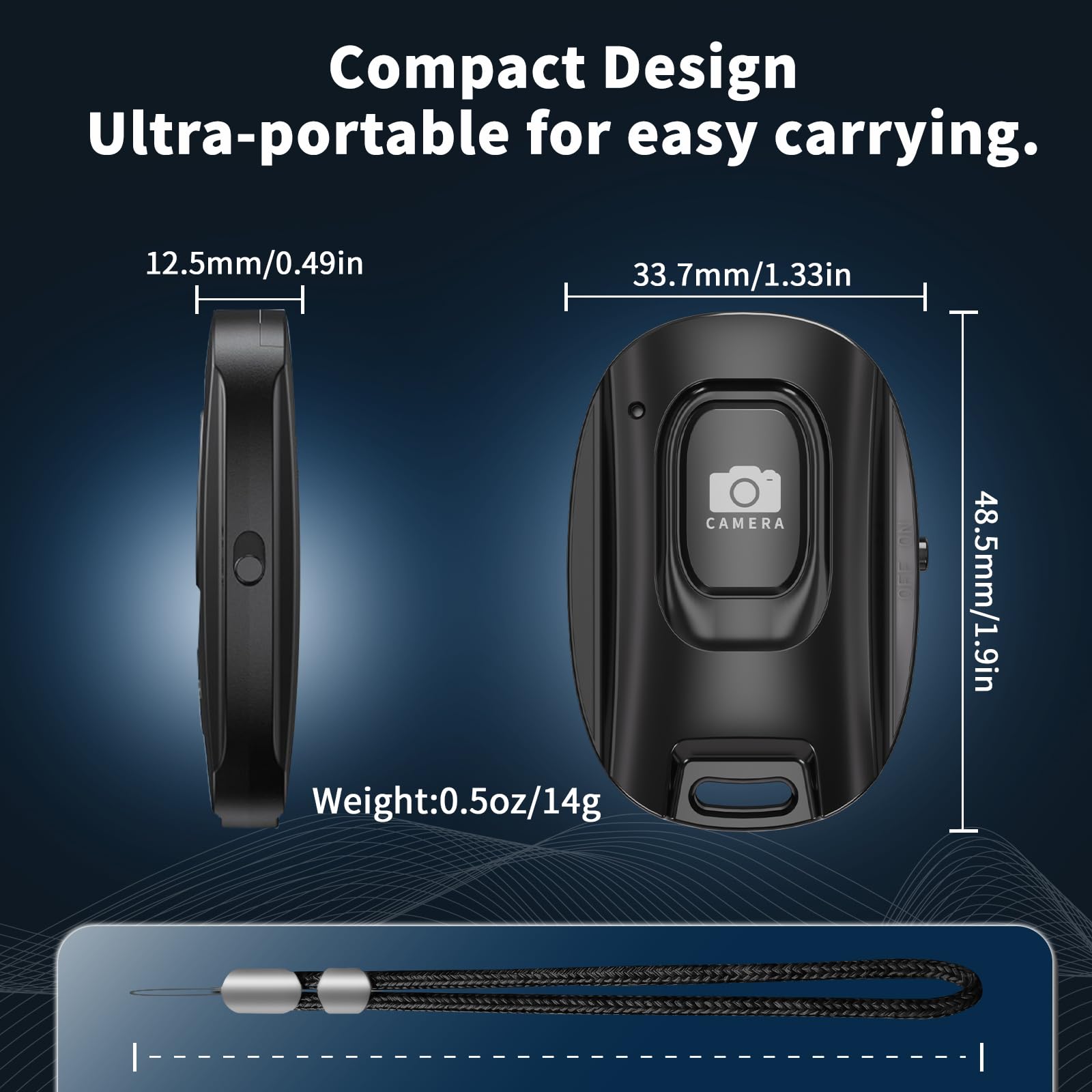 Mairan Paquete de 2 disparadores remotos inalámbricos recargables para iPhone y teléfonos inteligentes Android, control remoto Bluetooth, botón selfie para fotos y videos, cable de carga y correa de