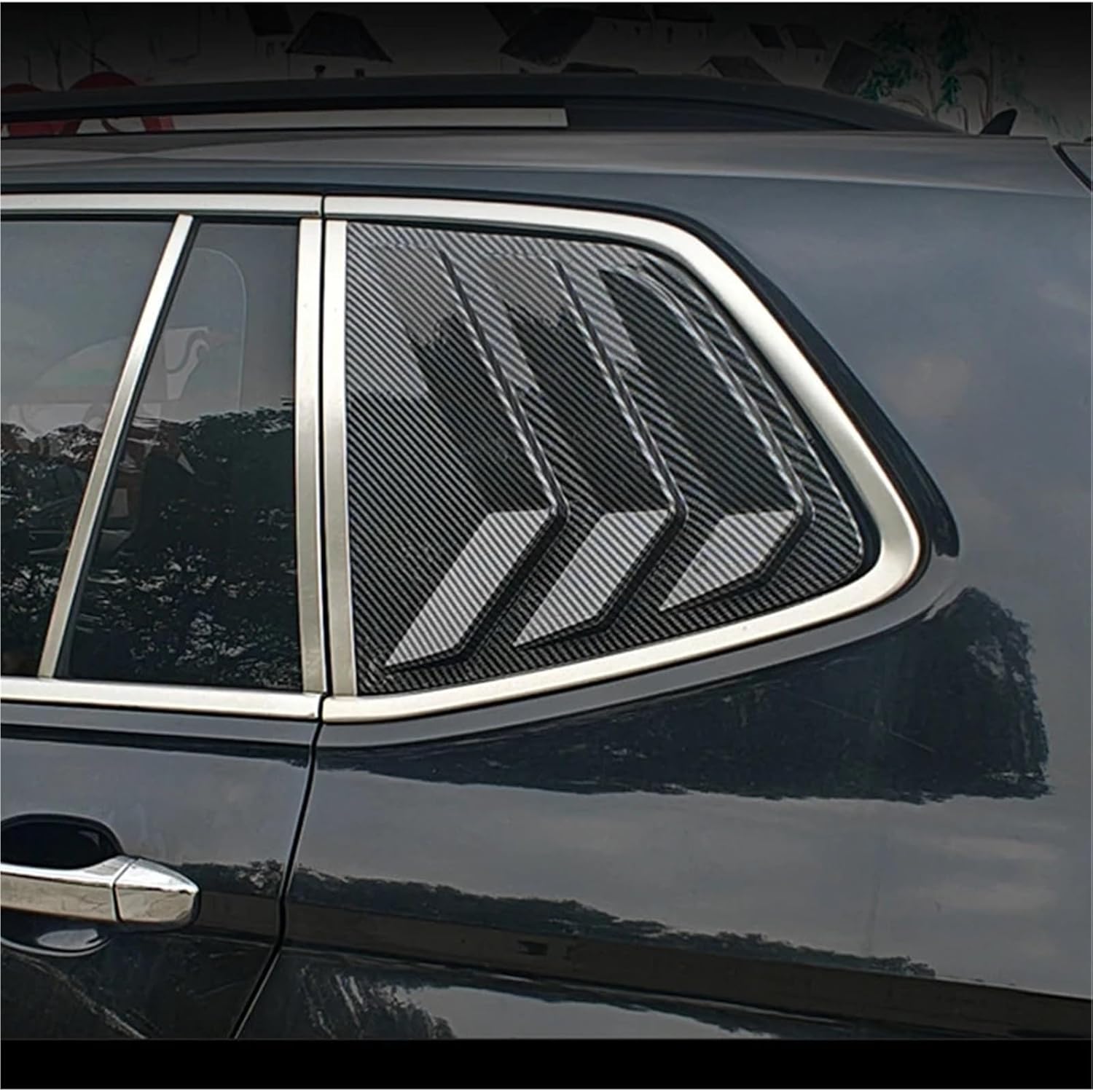 Window Louvers Compatible With Volkswagen Tiguan 2018-2022 2023 2024 ABS Rear Side Window Blinds Louver Cover Trim Auto Accessories(Glossy Black)