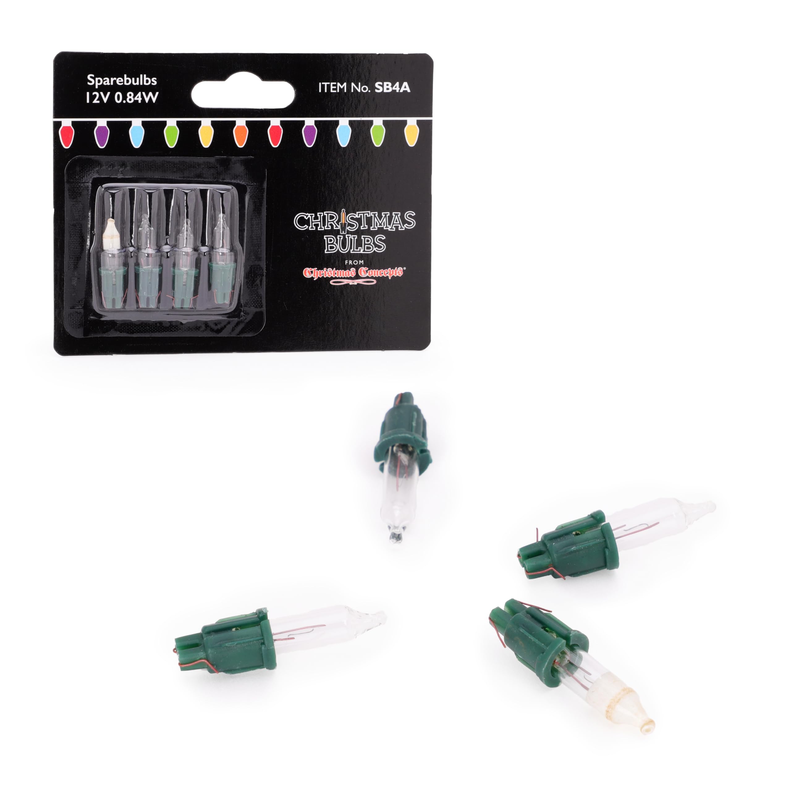 Christmas Concepts® Pack of 4 Clear Push In Spare Bulbs - 12V 0.84W - Replacement Bulbs