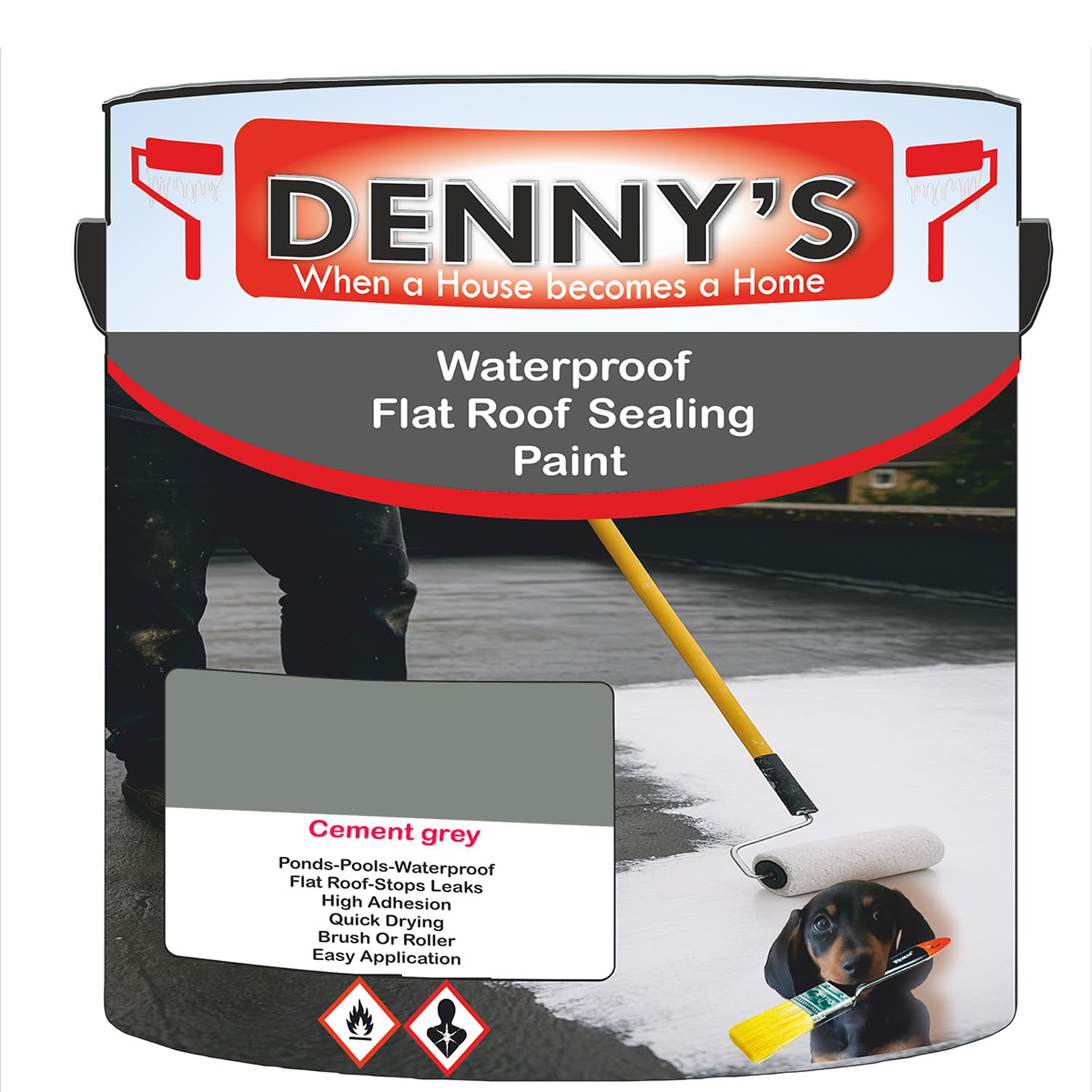 SCOOBYS PAINTS BACK IN THE MIX Chlorinated Rubber Flat Roof Paint – Waterproof Roof Sealer & Leak Repair Coating, Quick Drying, High Adhesion (Cement grey, 1 Litre Tin)