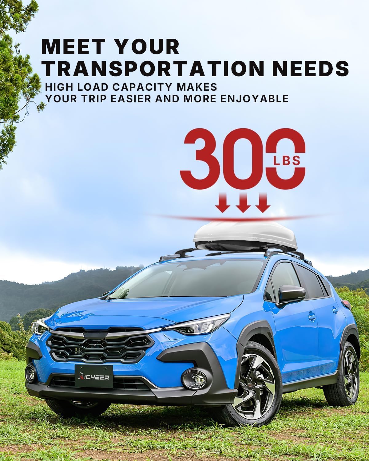 Richeer 300LBS Roof Rack Cross Bars for 2024 2025 2026 Subaru Crosstrek Premium/Sport/Limited (Not for Wilderness) with Side Rails, Lockable Aluminum Cross Bar for Cargo Racks Rooftop Luggage Bicycle