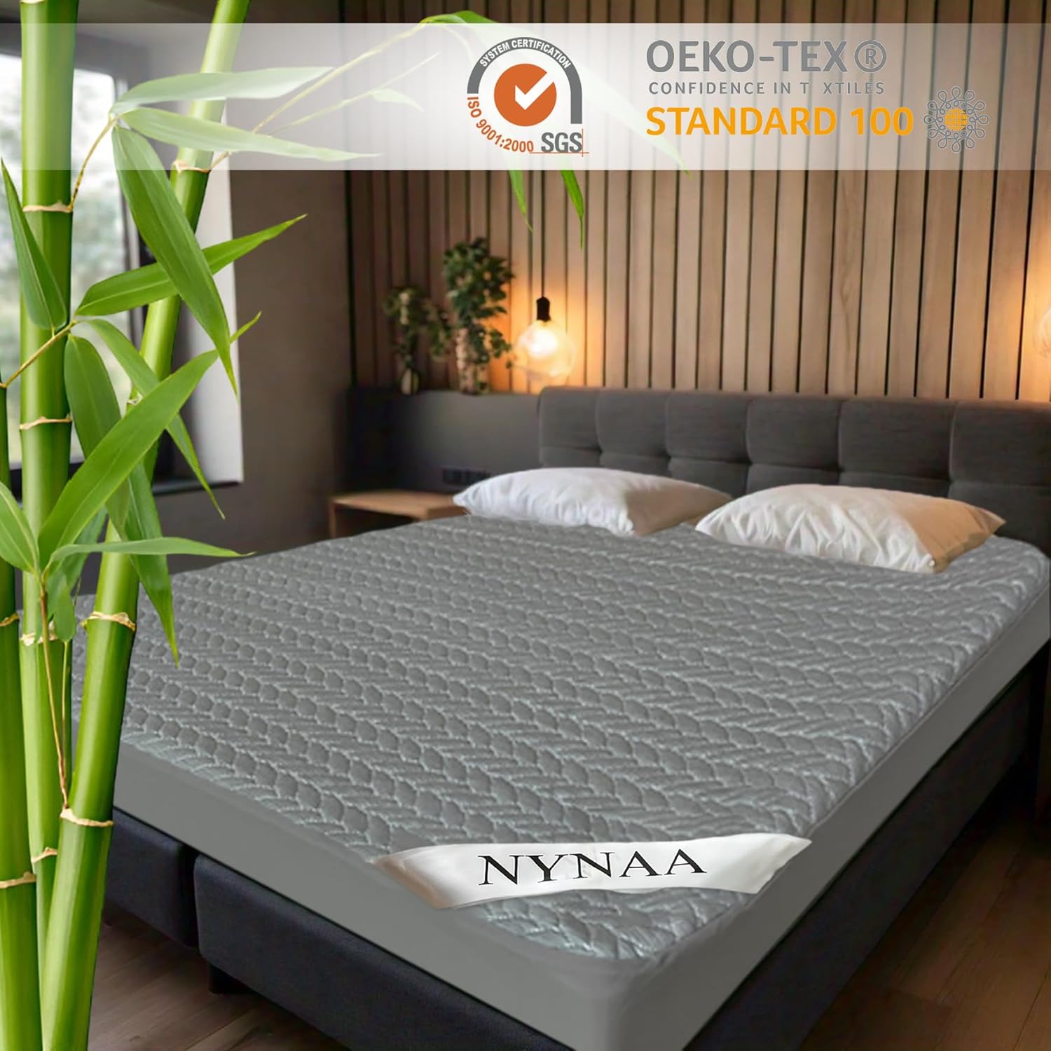 Premium 100% Waterproof Bamboo Elastic Noiseless Mattress Protectors Luxe Style Skin Friendly Ultimate Protection Deep Pockets 18-21 inches Washable (Full)