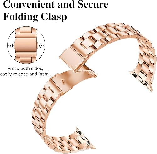 Miniatura 2 de Correa de metal delgada compatible con correas de Apple Watch para mujer de 1.732 pulgadas, 1.772 pulgadas, 1.654 pulgadas, 1.732 pulgadas, correas
