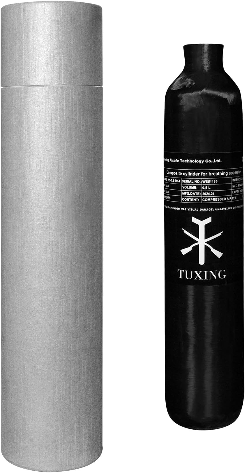 TUXING 4500Psi Pcp Air Tank 0.5L 31Cu in 500cc Carbon Fiber HPA Tank,Gas Cylinder,Paintball Hunting for PCP Air Rifle Gun Daystate and FX Thread M18 * 1.5