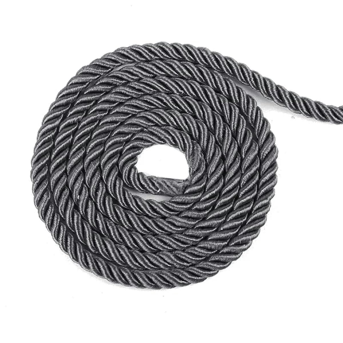Macrame Rope Twisted String,5 Yards Waxed Braided Cord 6mm Multicolor(Charcoal)