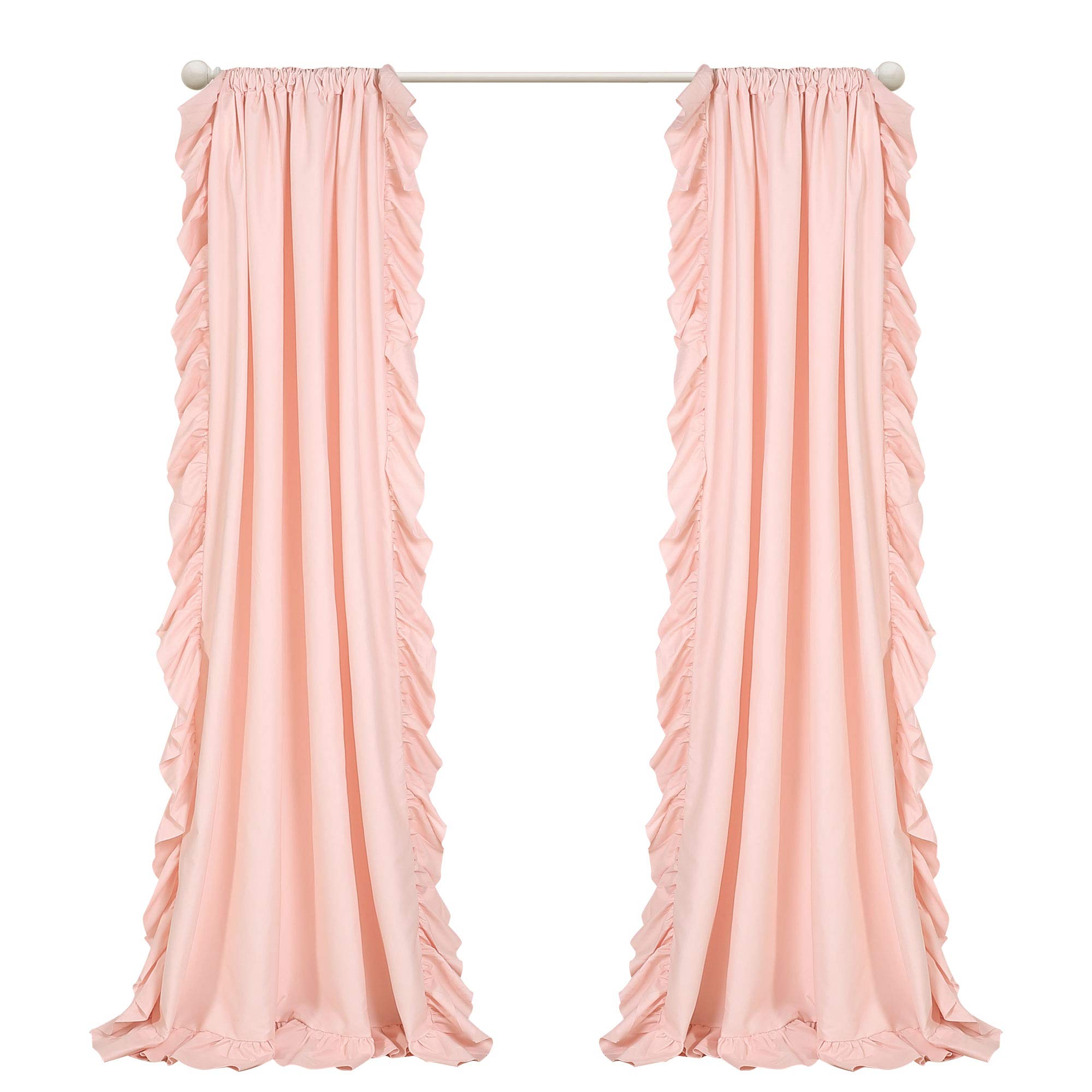 Lush Decor Reyna Rideaux de fenêtre à Volants pour Salon, Salle à Manger, Chambre à Coucher, 137,2 x 213,4 cm (l x L), Rose pâle