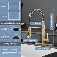 Vista 21 de AIMADI Matte Black Kitchen Faucet,Black and Gold Kitchen Faucet with Pull Down Sprayer Commercial Single Handle Spring Sink Faucets Suitable for