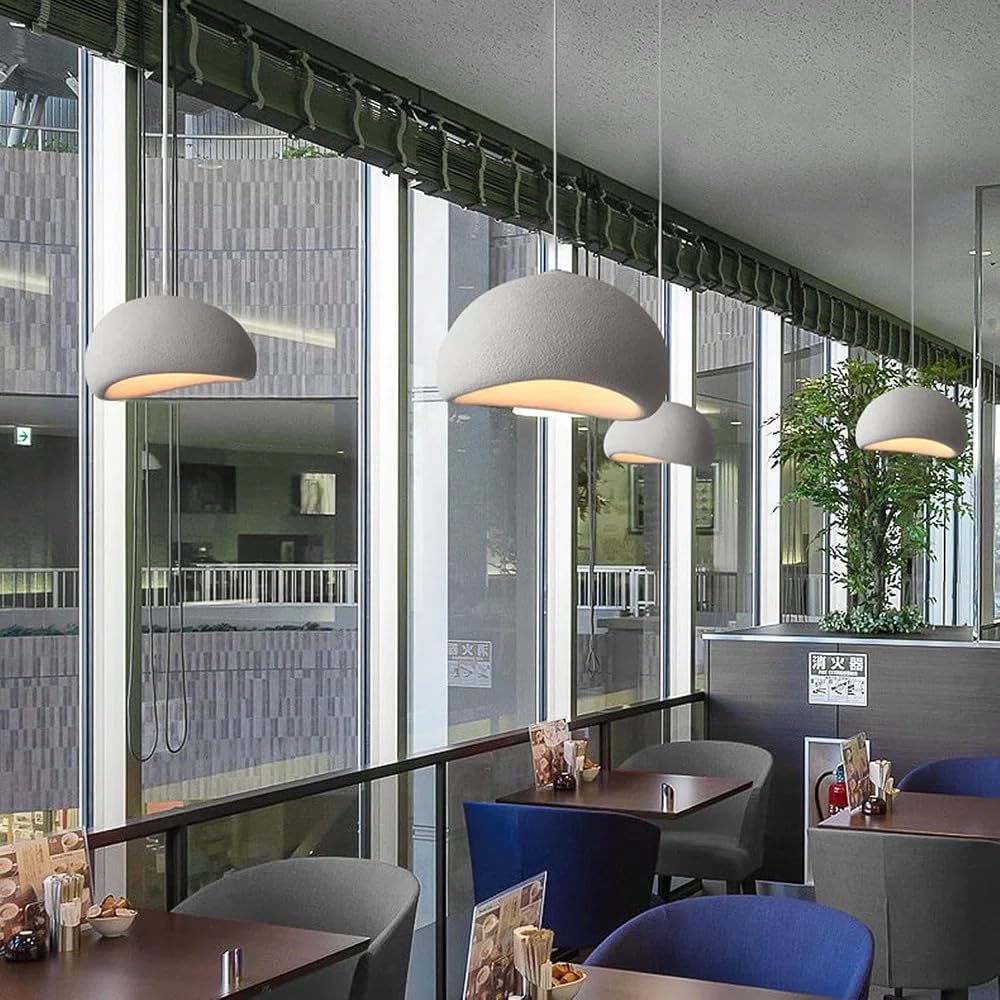 Wabi Sabi Pendelleuchte Weiß in Beton-Optik – Minimalistische Hängelampe mit strukturierter Oberfläche – E27 Deckenlampe für Esszimmer Schlafzimmer Wohnzimmer & Küche(D50,keine Glühbirne)