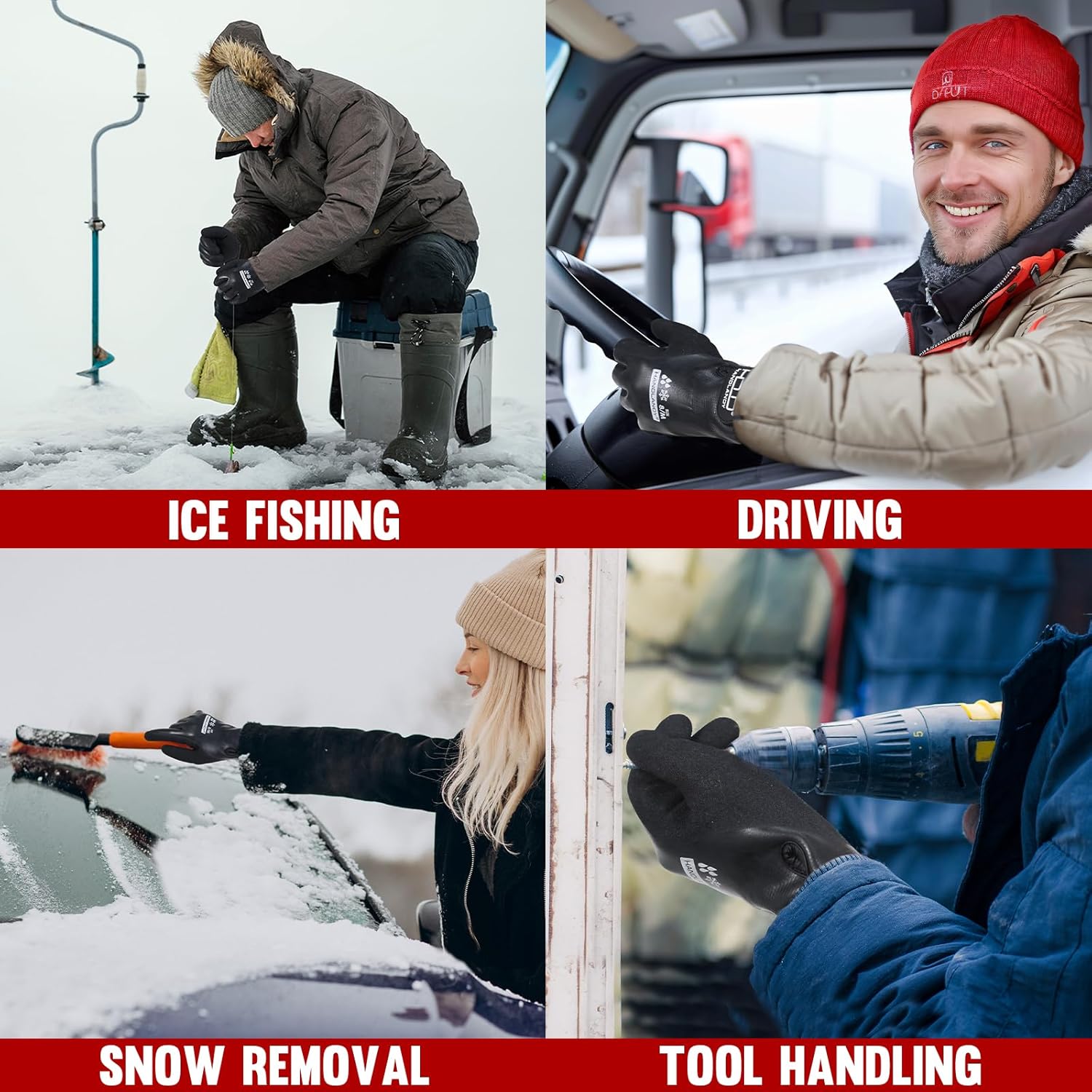 HANDLANDY 2 Pairs Waterproof Work Gloves for Cold Weather, Insulated Winter Freezer Work Gloves with Grip for Men & Women - Image 2