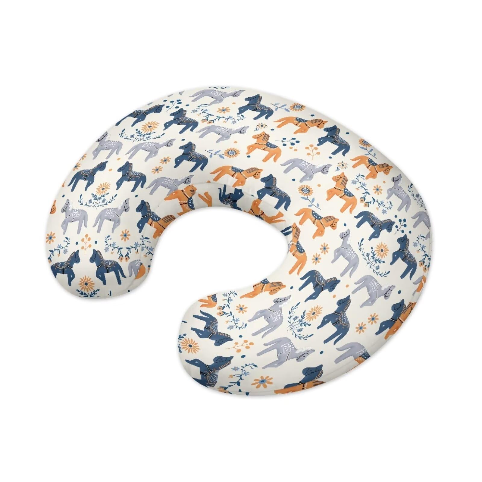XXQGOMG Floral Horse Breast Feeding Pillows for Babies Boys & Girls Soft Breathable Nursing Pillow Case U Shaped Nursing Pillow Slipcovers for Breastfeeding Mom